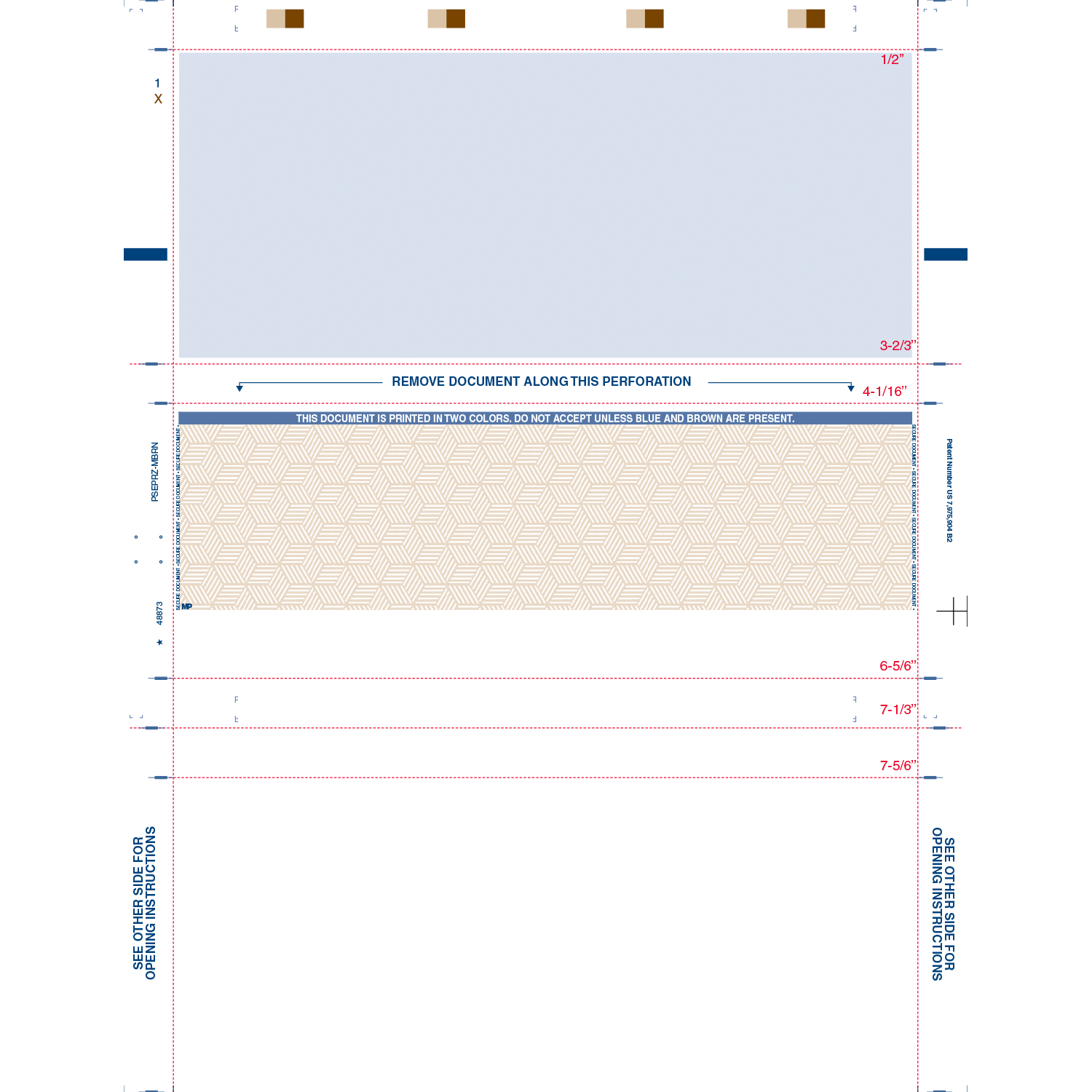 8-1/2" x 11" Z Fold Check - Blue w/Brown Check - Basic Security Paper (Box of 2000)