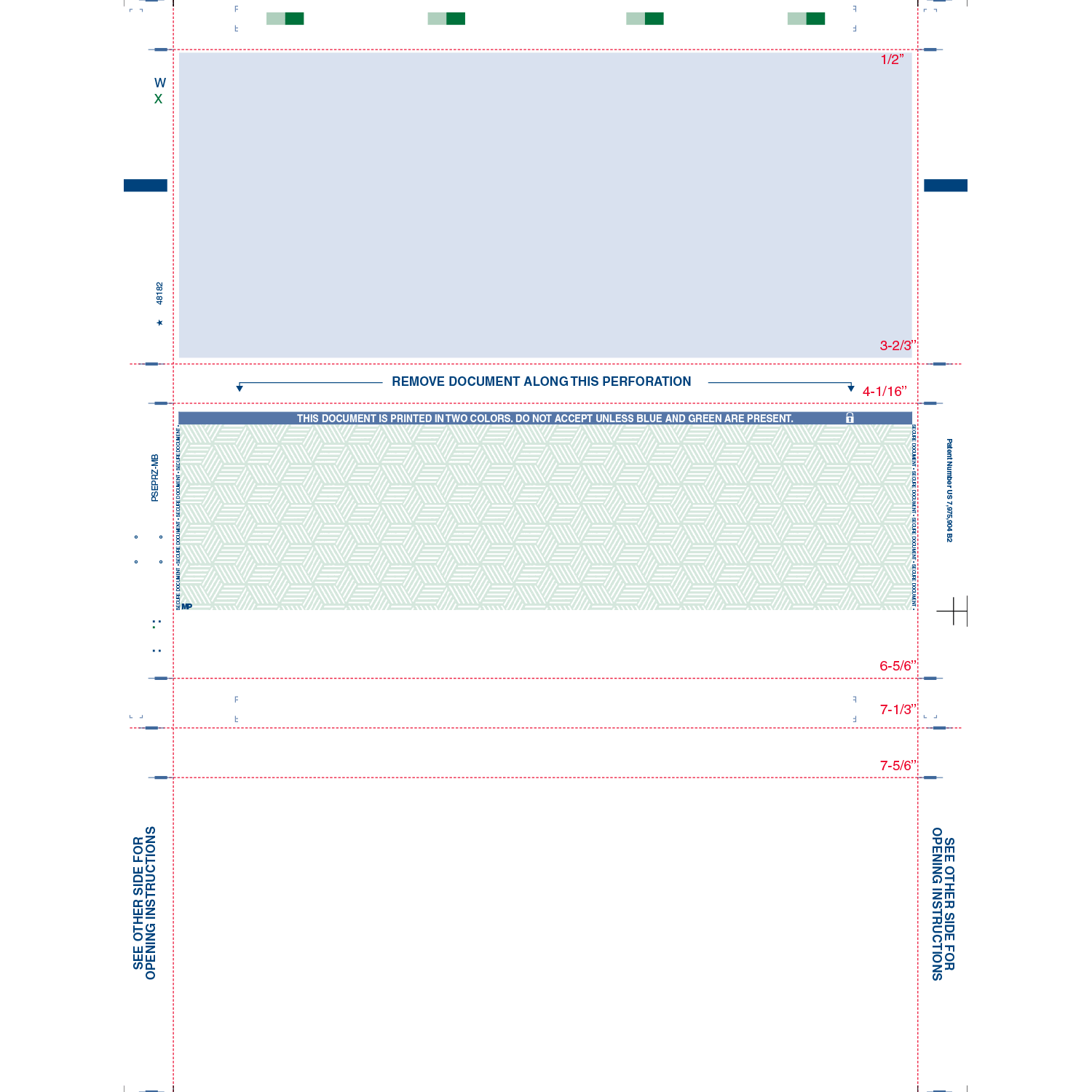 8-1/2" x 11" Z Fold Check - Blue w/Green Check - Basic Security Paper (Box of 2000)