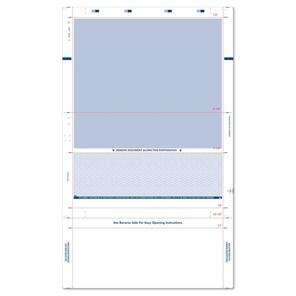 8-1/2" x 14" EZ Fold Check Blue (Box of 2000) - Image 3