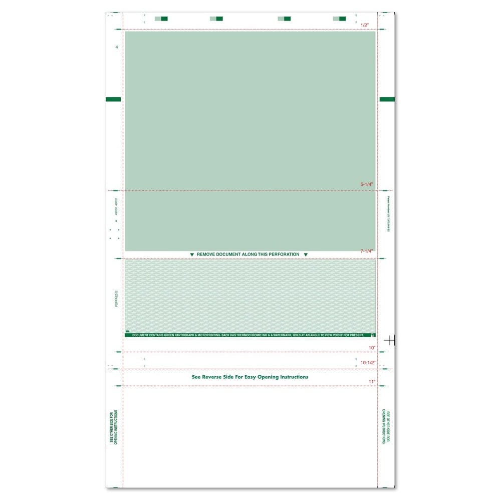8-1/2" x 14" EZ Fold Check Green (Box of 2000) - Image 2