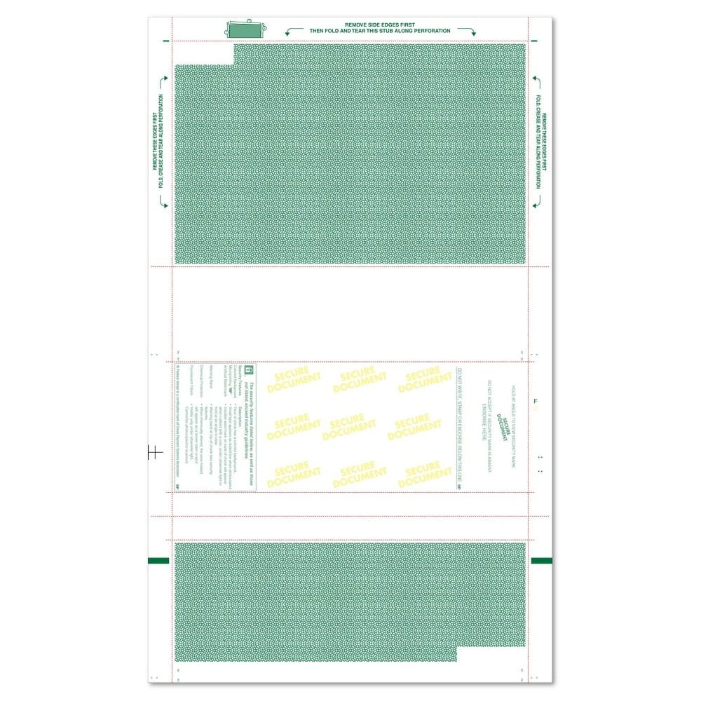 8-1/2" x 14" EZ Fold Check - Blue w/Green Check - Basic Security Paper (Box of 2000) - Image 3