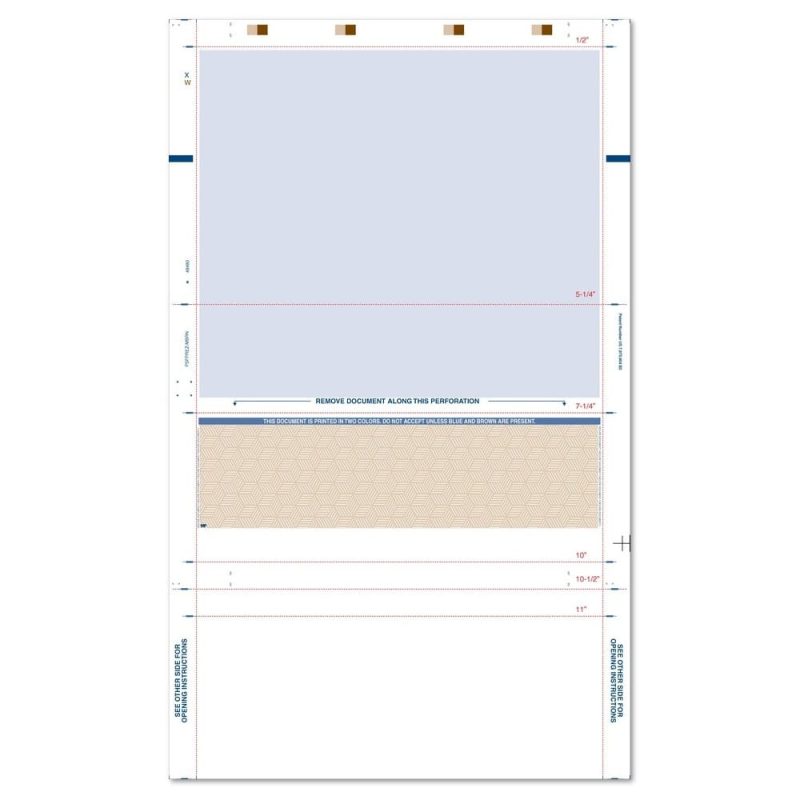 8-1/2" x 14" EZ Fold Check - Blue w/Brown Check - Basic Security Paper (Box of 2000)