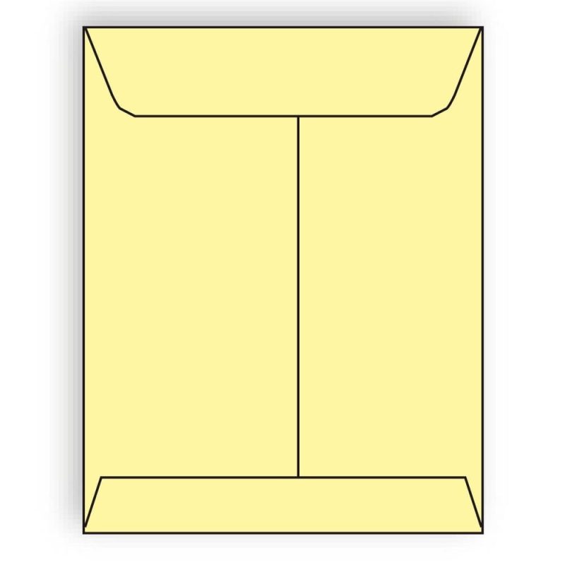 Open End Catalog Envelopes, 10" x 13", 28#, Recycled, Canary Pastel, Acid Free, Center Seam (Box of 500)
