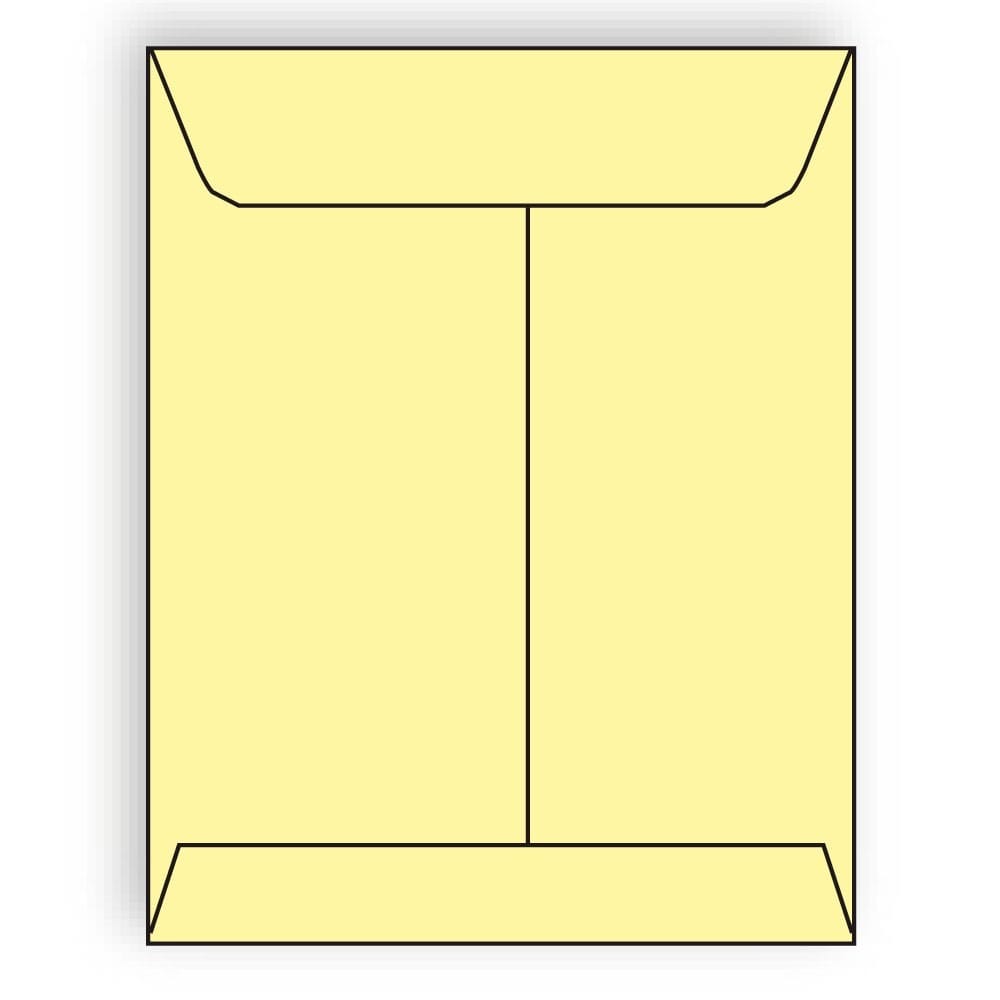 Open End Catalog Envelopes, 10" x 13", 28#, Recycled, Canary Pastel, Acid Free, Center Seam (Box of 500)
