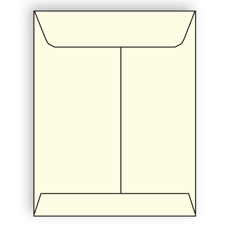 Open End Catalog Envelopes, 9" x 12", 28#, Recycled, Creme Pastel, Acid Free, Center Seam (Box of 500)