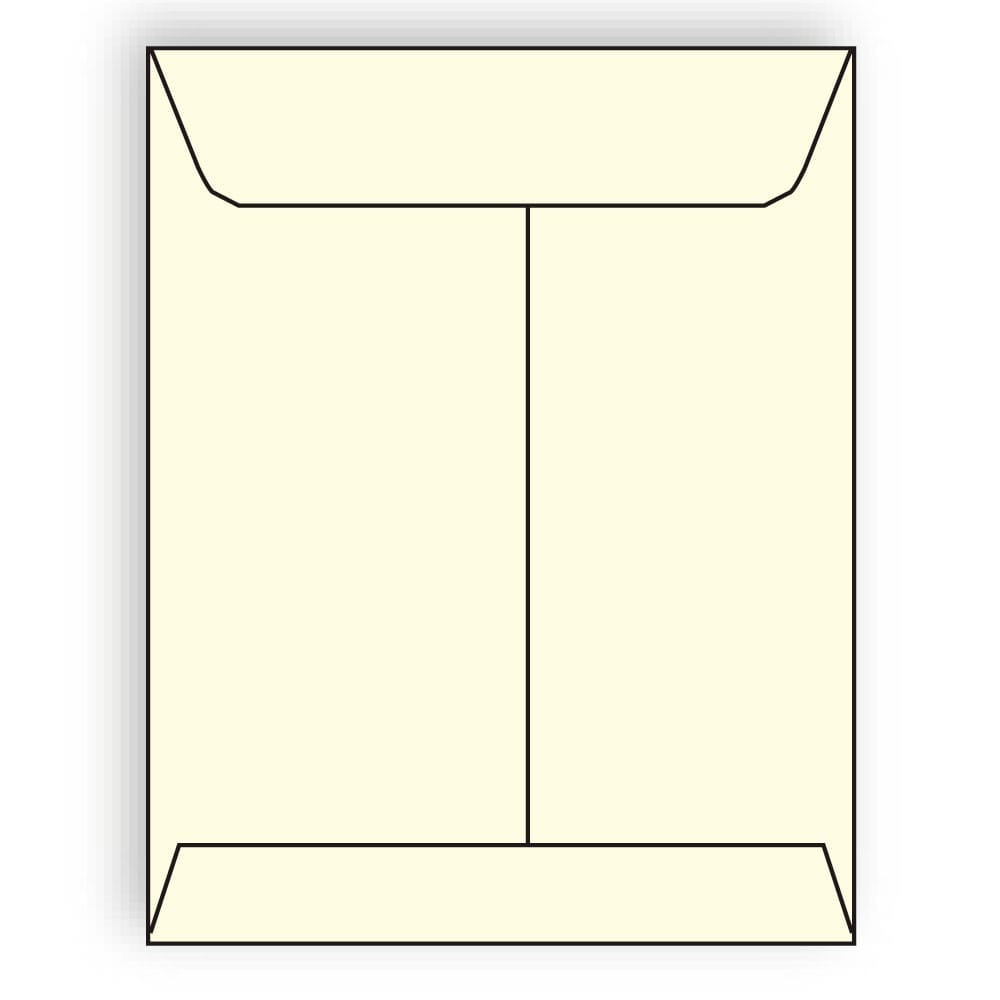 Open End Catalog Envelopes, 9" x 12", 28#, Recycled, Creme Pastel, Acid Free, Center Seam (Box of 500)