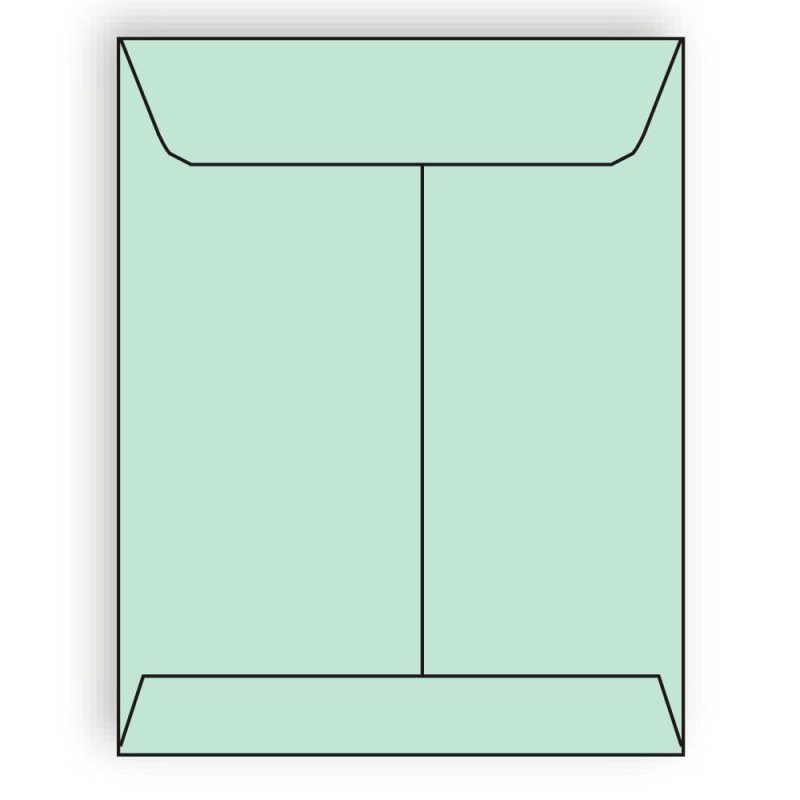Open End Catalog Envelopes, 10" x 13", 28#, Recycled, Green Pastel, Acid Free, Center Seam (Box of 500)