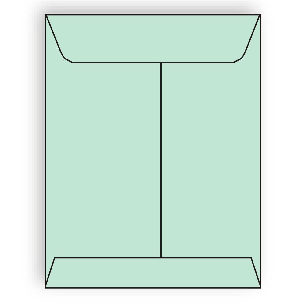 Open End Catalog Envelopes, 9" x 12", 28#, Recycled, Green Pastel, Acid Free, Center Seam (Box of 500)