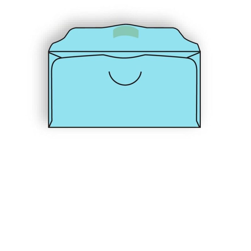 Church Offering Envelopes, 3-1/8" x 6-1/4" 20# Blue Pastel, Scalloped Flap, Spot Seal, Half Circle Die Cut (Box of 1000)