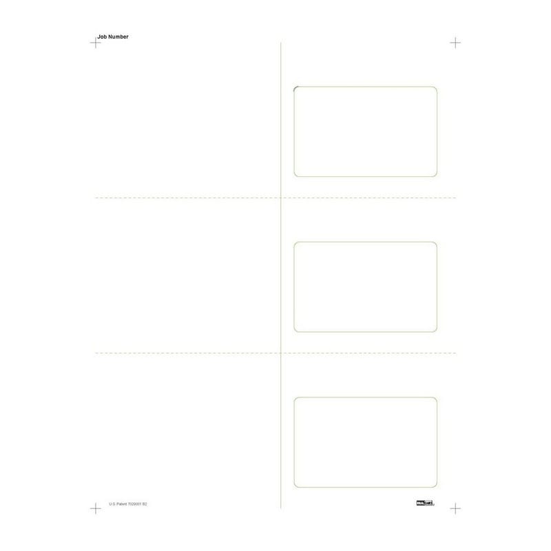 8-1/2" x 11" RealCard cutsheet, 3-Up, Laser Simplex/Duplex Printable, Blank Stock (Carton of 250)