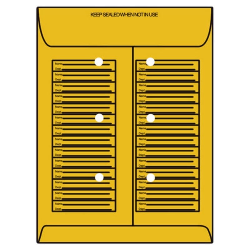 Open End Interdepartmental Mail Catalog Envelopes, 10" x 13", 28#, Multi-Tak Fastener, Black Imprint on Two Sides