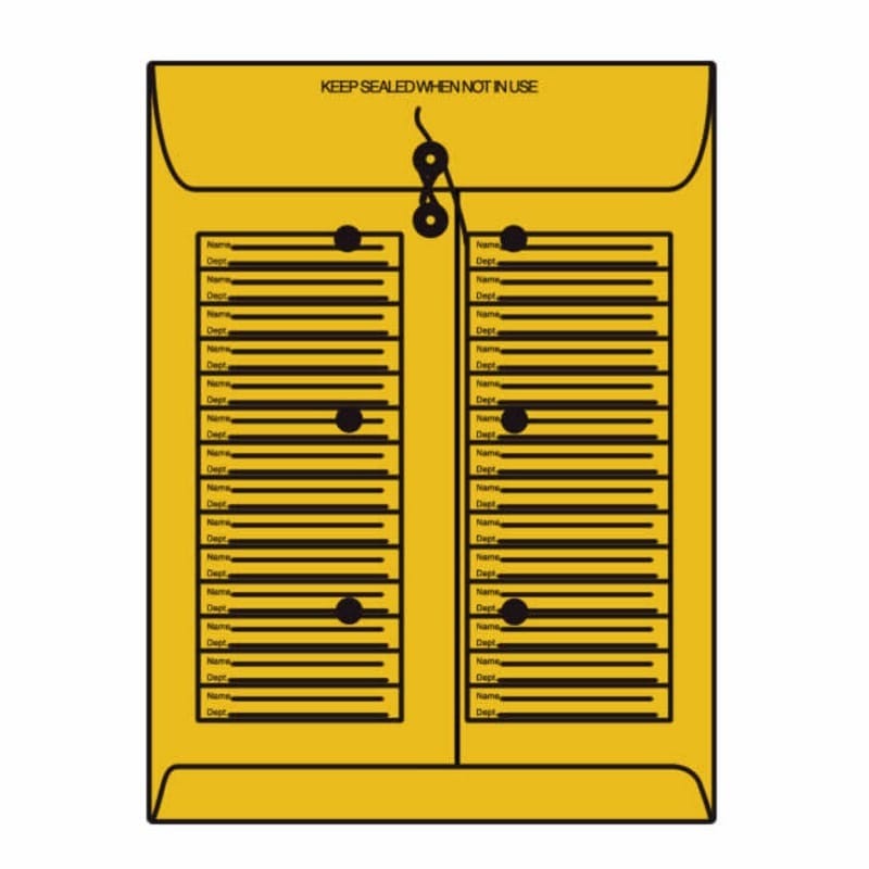 Open End Interdepartmental Mail Catalog Envelopes, 10" x 13", 28#, String & Button Closure, Tan / Brown Kraft, Black Imprint on Two Sides (Box