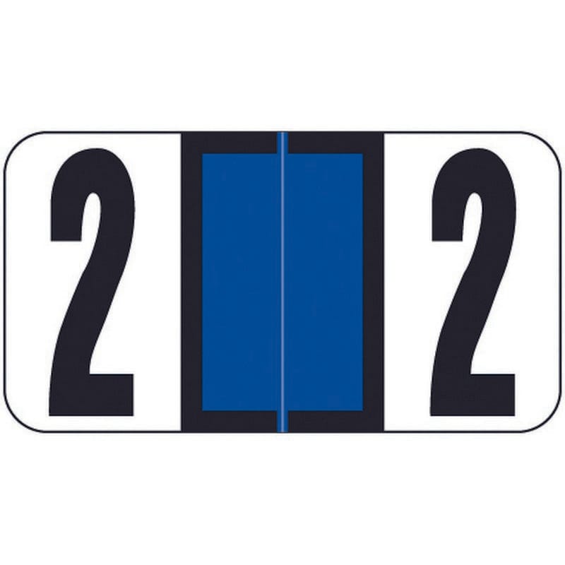 Reynolds & Reynolds RRNM Compatible Numeric "2" Labels, Laminated Stock, 1-5/8" x 7/8" Individual Numbers - Roll of 500