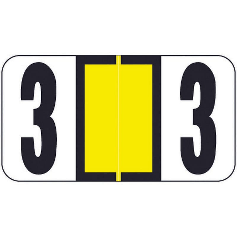 Reynolds & Reynolds RRNM Compatible Numeric "3" Labels, Laminated Stock, 1-5/8" x 7/8" Individual Numbers - Roll of 500