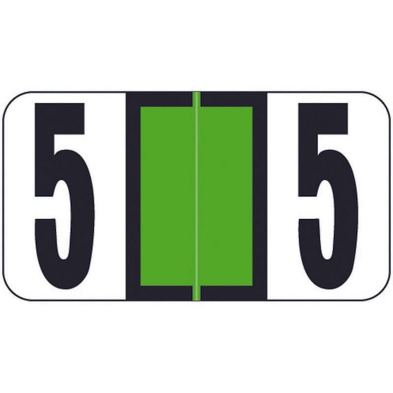 Reynolds & Reynolds RRNM Compatible Numeric "5" Labels, Laminated Stock, 1-5/8" x 7/8" Individual Numbers - Roll of 500