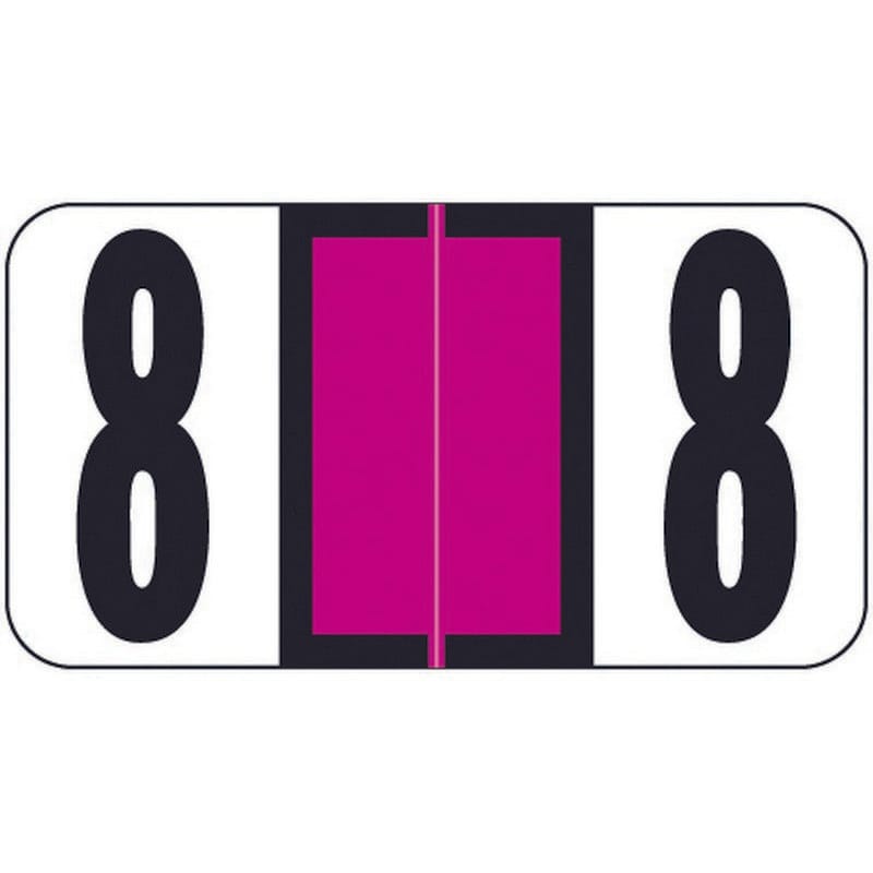 Reynolds & Reynolds RRNM Compatible Numeric "8" Labels, Laminated Stock, 1-5/8" x 7/8" Individual Numbers - Roll of 500