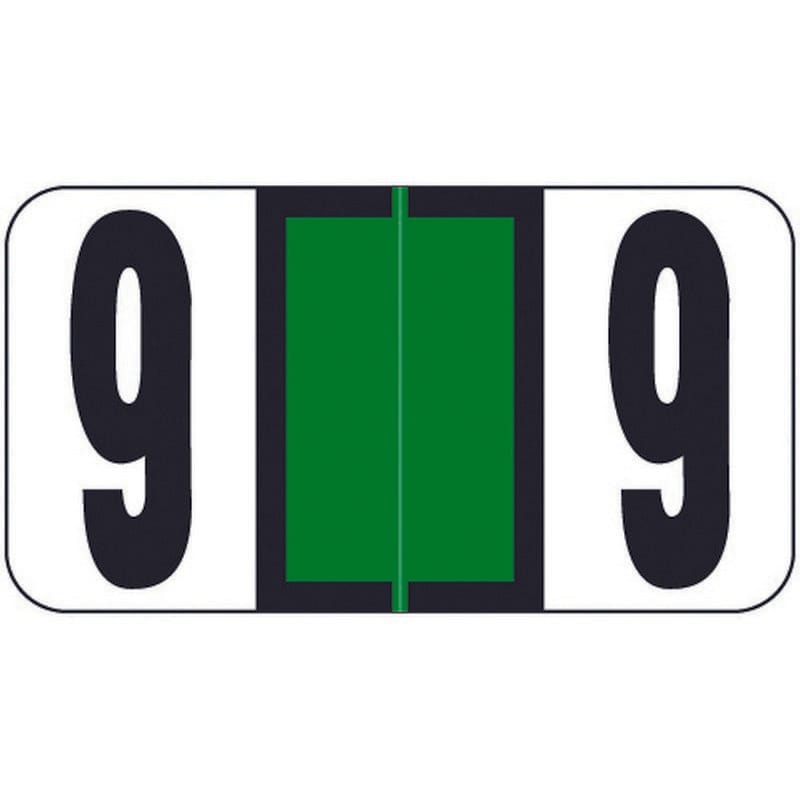 Reynolds & Reynolds RRNM Compatible Numeric "9" Labels, Laminated Stock, 1-5/8" x 7/8" Individual Numbers - Roll of 500