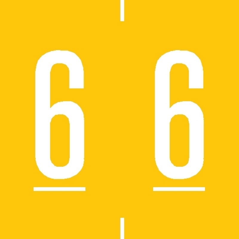 Ames Compatible "6" Numeric Labels, Laminated Stock, 1-7/8" X 1-7/8" Individual Numbers - Roll of 500