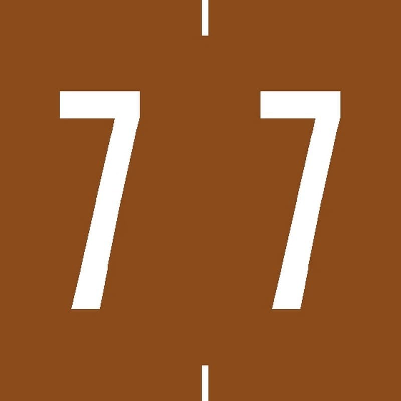 Ames Compatible "7" Numeric Labels, Laminated Stock, 1-7/8" X 1-7/8" Individual Numbers - Roll of 500