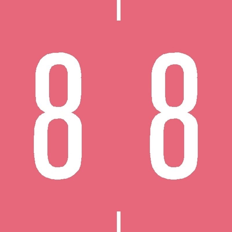 Ames Compatible "8" Numeric Labels, Laminated Stock, 1-7/8" X 1-7/8" Individual Numbers - Roll of 500