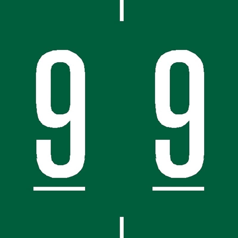 Ames Compatible "9" Numeric Labels, Laminated Stock, 1-7/8" X 1-7/8" Individual Numbers - Roll of 500