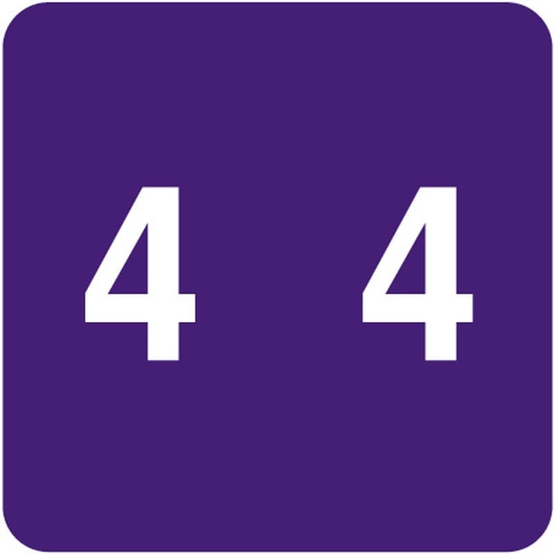 Acme Compatible "4" Numeric Labels, Laminated Stock, 1-1/2" X 1-1/2" Individual Numbers - Roll of 500