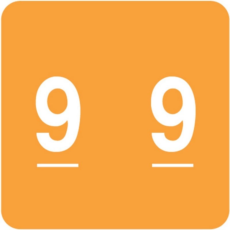 Acme Compatible "9" Numeric Labels, Laminated Stock, 1-1/2" X 1-1/2" Individual Numbers - Roll of 500