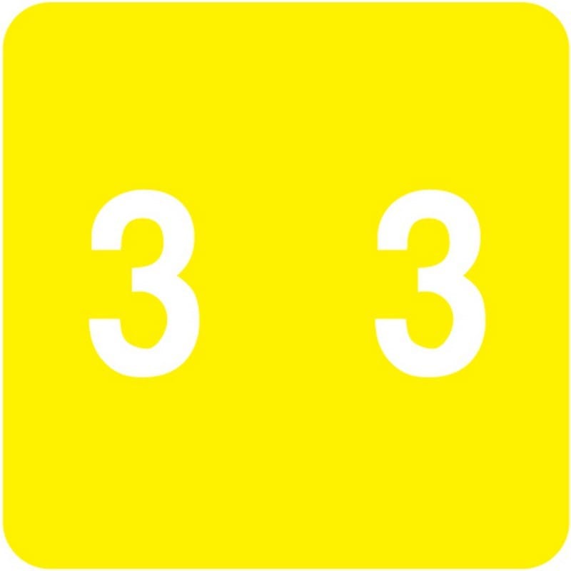 Data Visible Acme Compatible "3" Numeric Labels, Laminated Stock, 1-1/2" X 1-1/2" Individual Numbers - Roll of 500