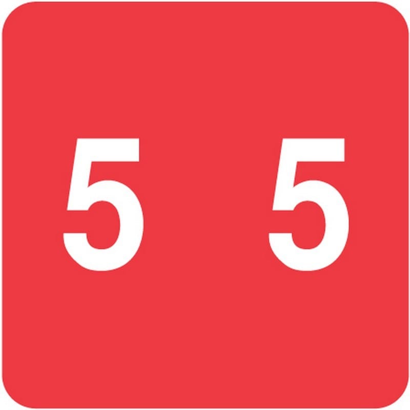 Data Visible Acme Compatible "5" Numeric Labels, Laminated Stock, 1-1/2" X 1-1/2" Individual Numbers - Roll of 500 - Image 2