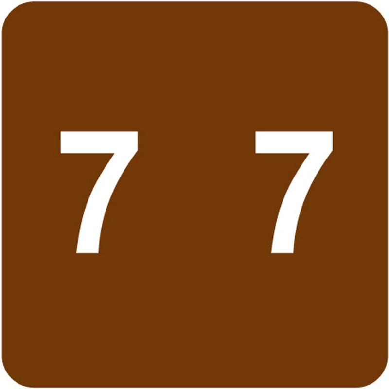 Data Visible Acme Compatible "7" Numeric Labels, Laminated Stock, 1-1/2" X 1-1/2" Individual Numbers - Roll of 500