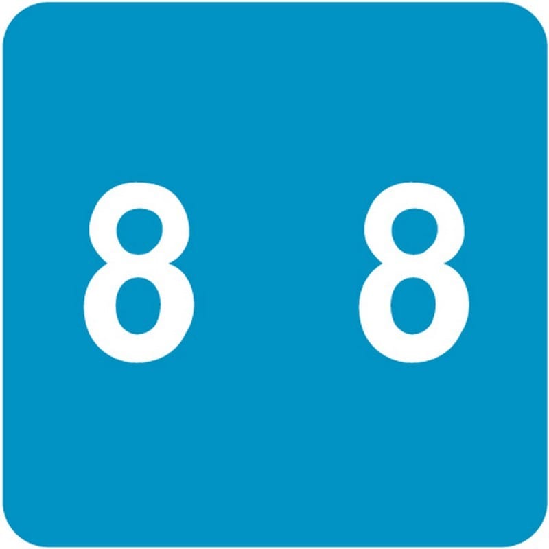 Data Visible Acme Compatible "8" Numeric Labels, Laminated Stock, 1-1/2" X 1-1/2" Individual Numbers - Roll of 500