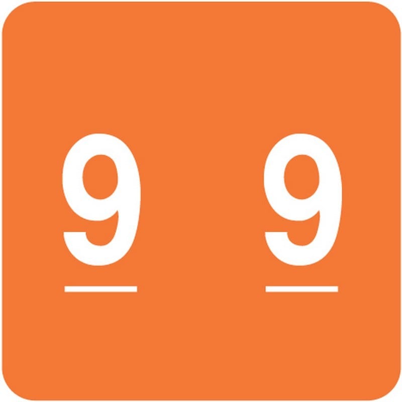 Data Visible Acme Compatible "9" Numeric Labels, Laminated Stock, 1-1/2" X 1-1/2" Individual Numbers - Roll of 500