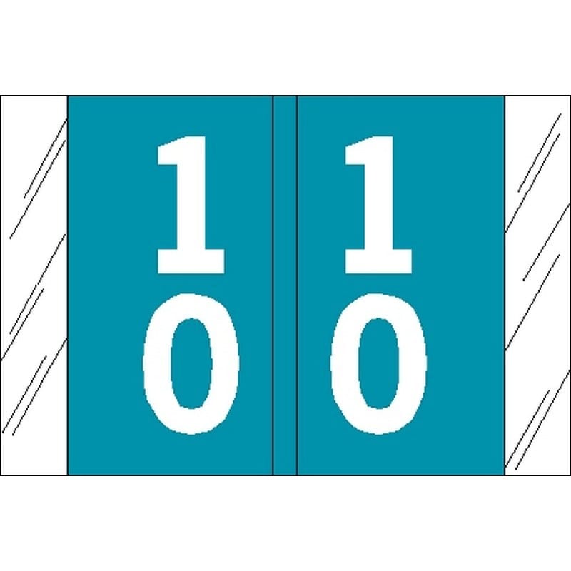 Tabbies Compatible Double Digit "10" Labels, Laminated Stock, 1" X 1-1/2" Individual Numbers - Roll of 500