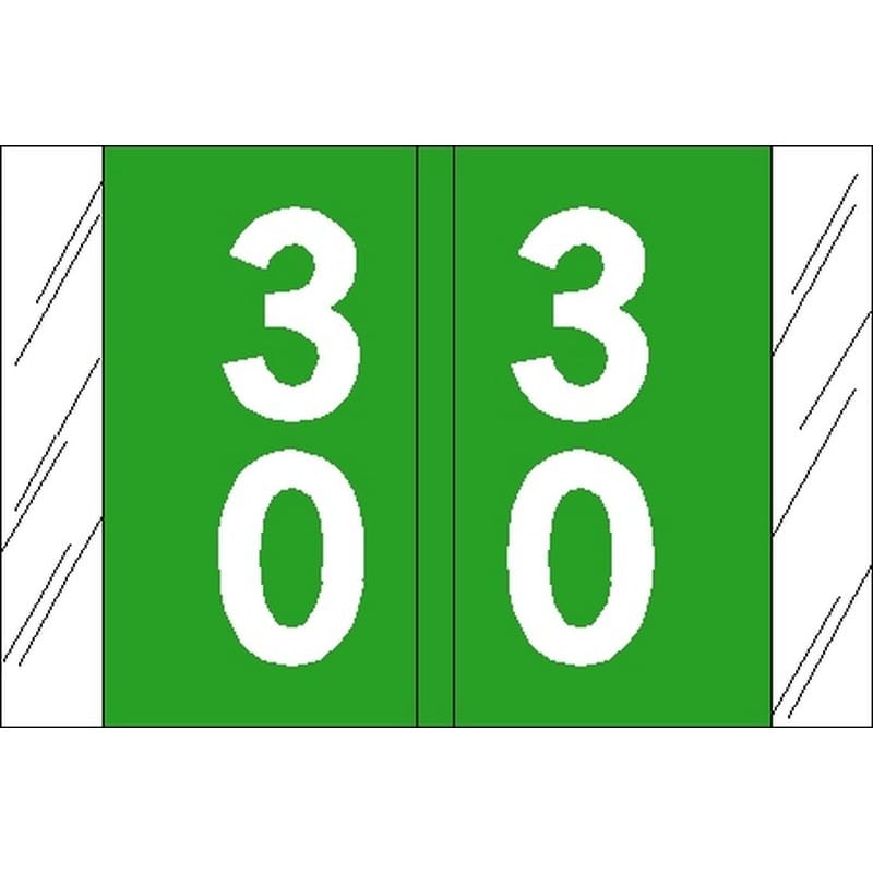 Tabbies Compatible Double Digit "30" Labels, Laminated Stock, 1" X 1-1/2" Individual Numbers - Roll of 500 - Image 2