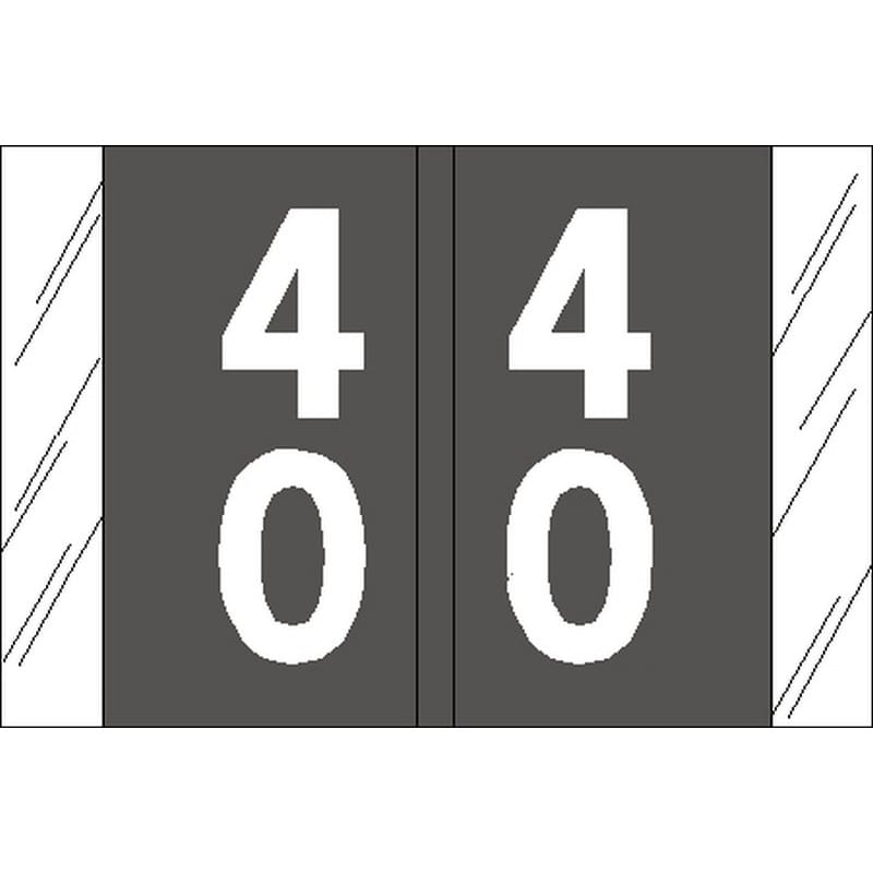 Tabbies Compatible Double Digit "40" Labels, Laminated Stock, 1" X 1-1/2" Individual Numbers - Roll of 500