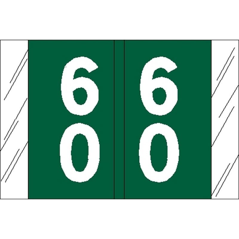 Tabbies Compatible Double Digit "60" Labels, Laminated Stock, 1" X 1-1/2" Individual Numbers - Roll of 500