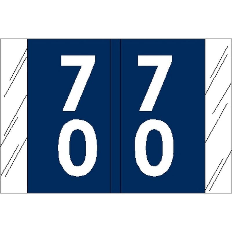 Tabbies Compatible Double Digit "70" Labels, Laminated Stock, 1" X 1-1/2" Individual Numbers - Roll of 500