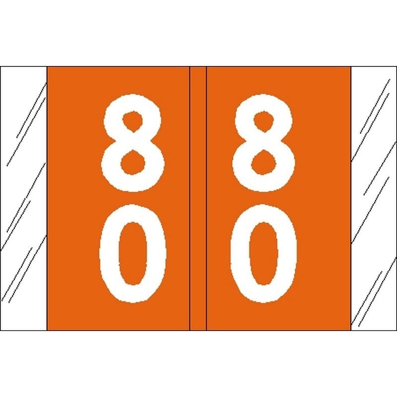 Tabbies Compatible Double Digit "80" Labels, Laminated Stock, 1" X 1-1/2" Individual Numbers - Roll of 500