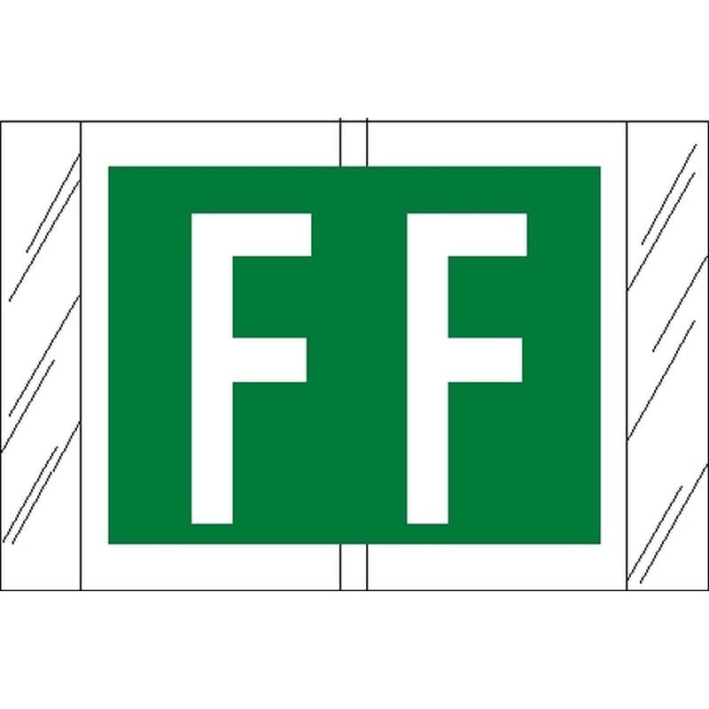 Tabbies Compatible "F" Labels, Laminated Stock, 1" X 1-1/2" Individual Letters - Roll of 500