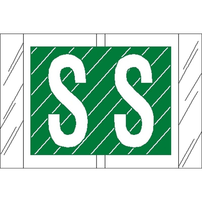 Tabbies Compatible "S" Labels, Laminated Stock, 1" X 1-1/2" Individual Letters - Roll of 500