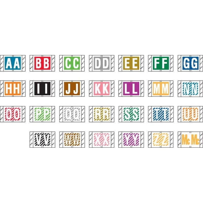 Tabbies Compatible Alpha Labels, Laminated Stock, 1" X 1-1/2", Starter Set - 27 Rolls of 500 - Image 2