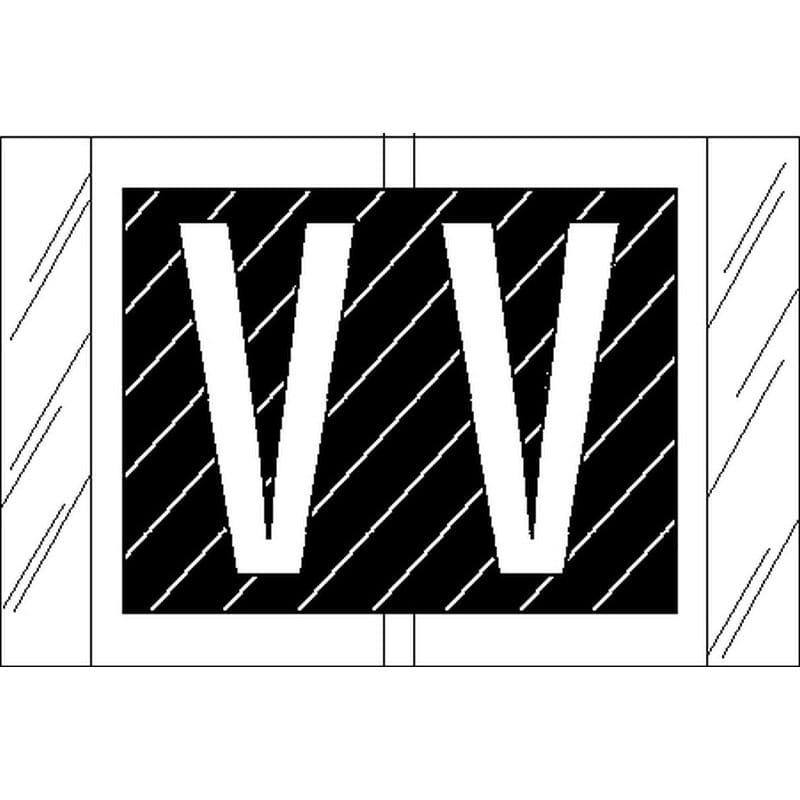 Tabbies Compatible "V" Labels, Laminated Stock, 1" X 1-1/2" Individual Letters - Roll of 500