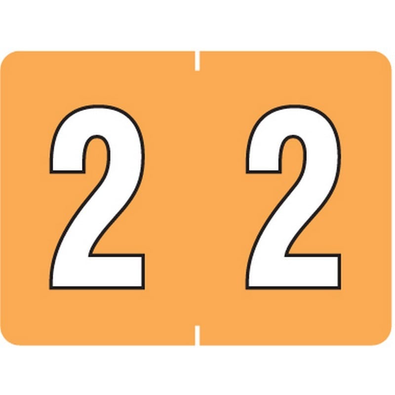 Tab Compatible Mini Numeric "2" Labels, Vinyl Kimdura Stock, 1/2" X 1" Individual Numbers - Roll of 500