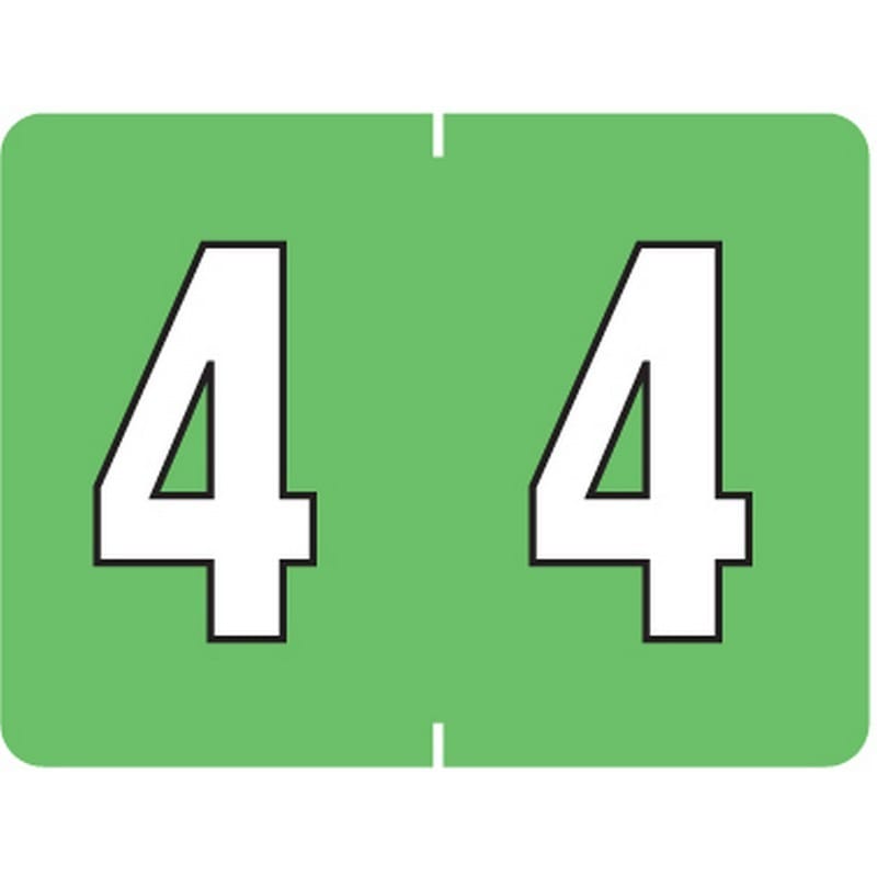 Tab Compatible Mini Numeric "4" Labels, Vinyl Kimdura Stock, 1/2" X 1" Individual Numbers - Roll of 500