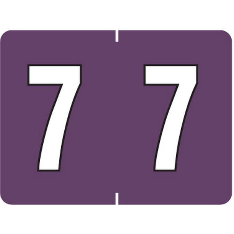 Tab Compatible Mini Numeric "7" Labels, Vinyl Kimdura Stock, 1/2" X 1" Individual Numbers - Roll of 500