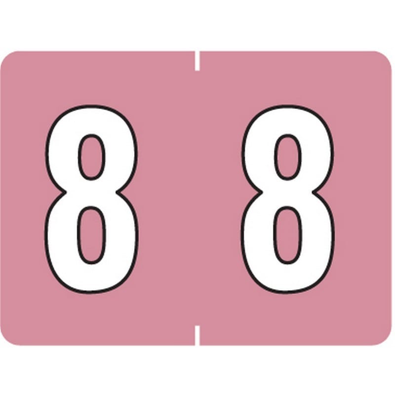 Tab Compatible Mini Numeric "8" Labels, Vinyl Kimdura Stock, 1/2" X 1" Individual Numbers - Roll of 500