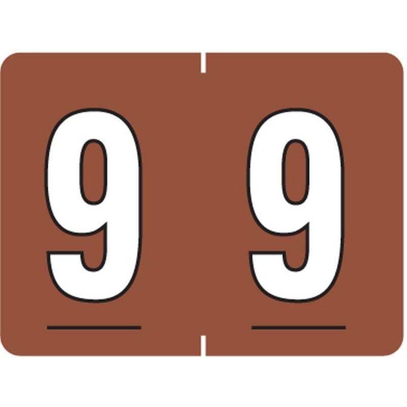 Tab Compatible Mini Numeric "9" Labels, Vinyl Kimdura Stock, 1/2" X 1" Individual Numbers - Roll of 500