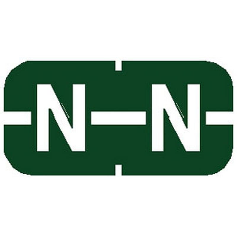 Tab Compatible Mini "N" Labels, Vinyl Kimdura Stock, 1/2" X 1" Individual Letters - Roll of 500