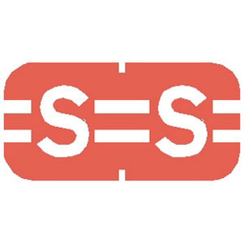 Tab Compatible Mini "S" Labels, Vinyl Kimdura Stock, 1/2" X 1" Individual Letters - Roll of 500
