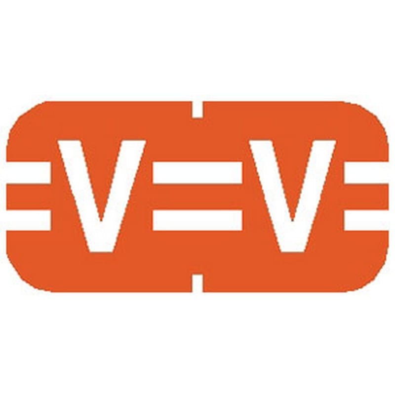 Tab Compatible Mini "V" Labels, Vinyl Kimdura Stock, 1/2" X 1" Individual Letters - Roll of 500
